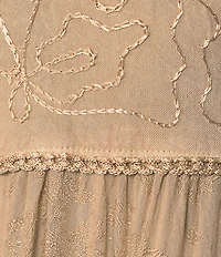 Scully Sleeveless Lace-Up Embroidered Floral Jacquard Tie Waist Midi Dress