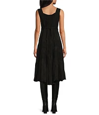 Scully Sleeveless Lace-Up Embroidered Floral Jacquard Tie Waist Midi Dress