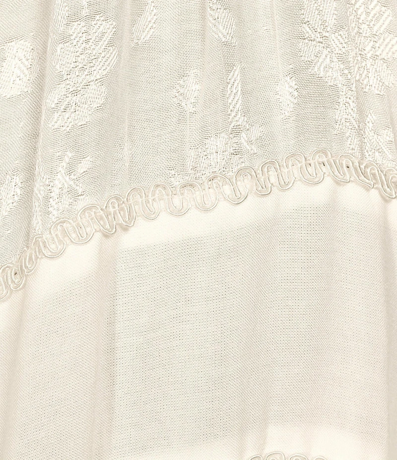 Scully Sleeveless Lace-Up Embroidered Floral Jacquard Tie Waist Midi Dress