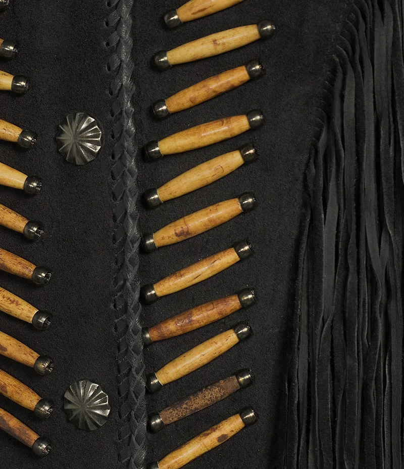 Scully Suede Fringe Round Neck Long Sleeve Jacket