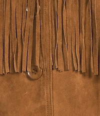 Scully Suede Leather Fringe Button Front Jacket