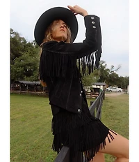 Scully Western Tiered Suede Fringe Mini Skirt