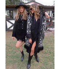 Scully Western Tiered Suede Fringe Mini Skirt
