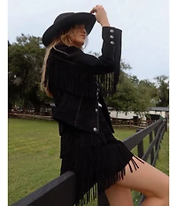 Scully Western Tiered Suede Fringe Mini Skirt