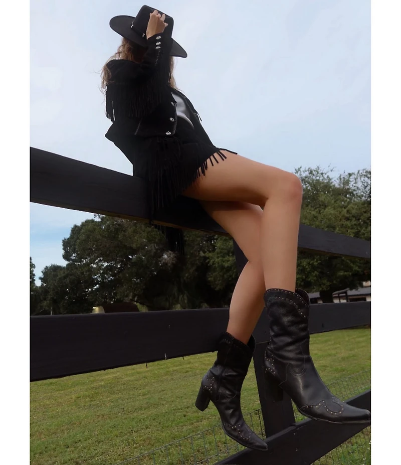 Scully Western Tiered Suede Fringe Mini Skirt