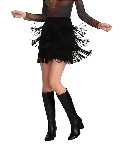 Scully Western Tiered Suede Fringe Mini Skirt