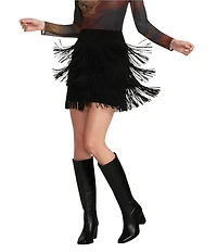 Scully Western Tiered Suede Fringe Mini Skirt