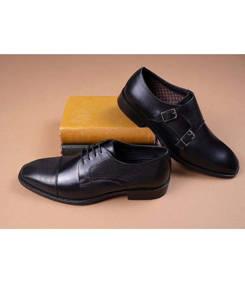 Section X Men's Jeremiah Leather Double Monk Strap Oxfords