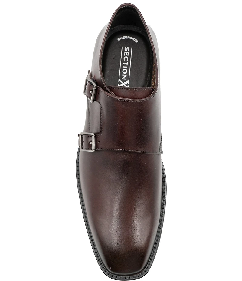 Section X Men's Jeremiah Leather Double Monk Strap Oxfords