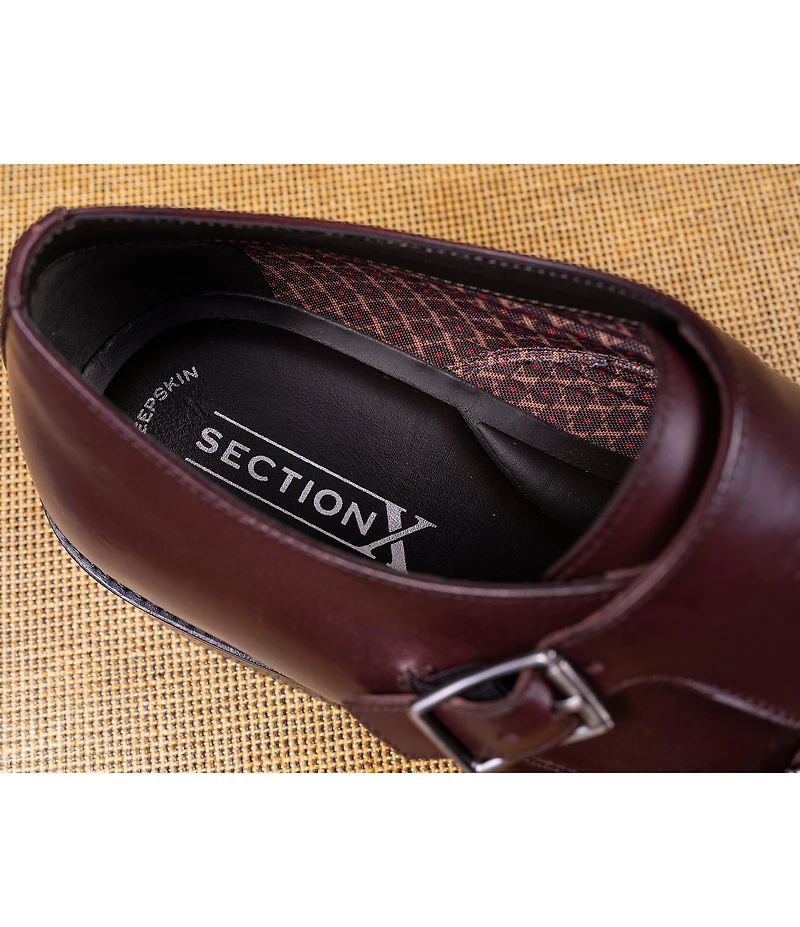Section X Men's Jeremiah Leather Double Monk Strap Oxfords