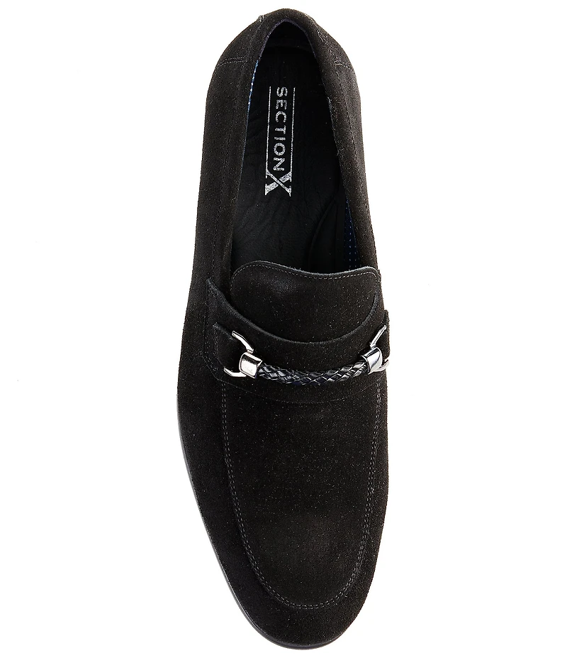 Section X Men's Saint Braid Bit Buckle Venetian Suede Dress Shoes