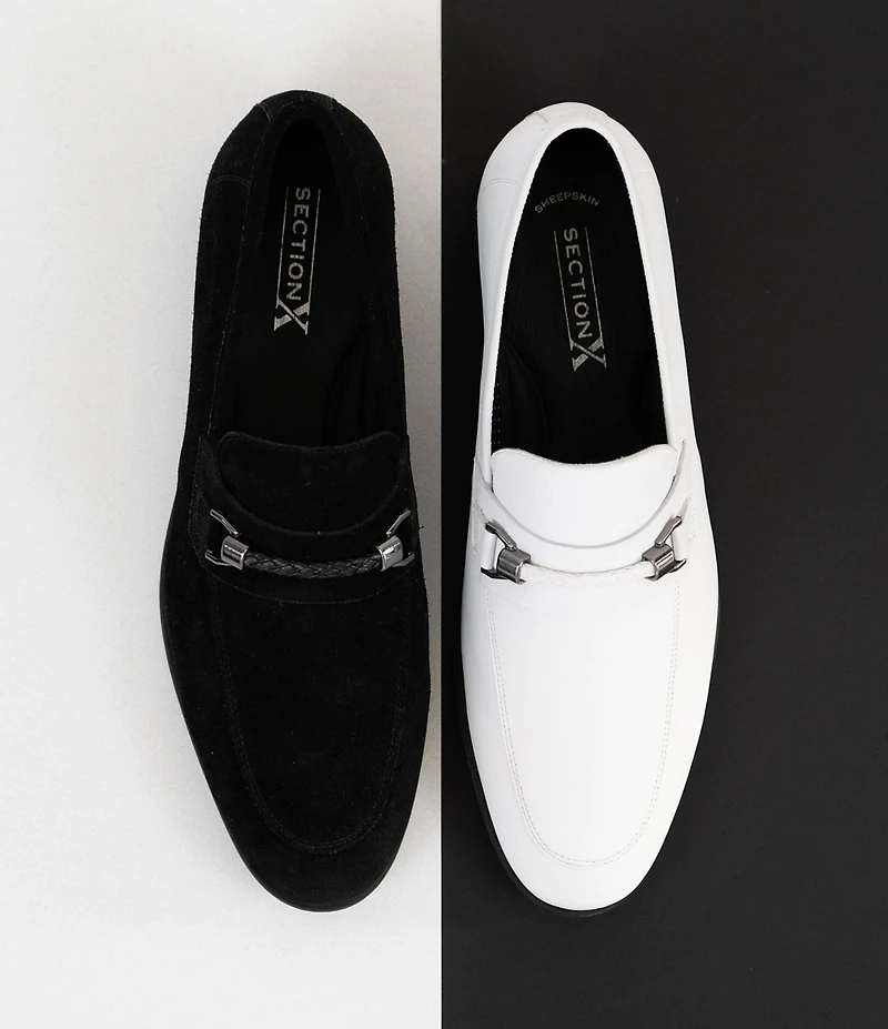 Section X Men's Saint Braid Bit Buckle Venetian Suede Dress Shoes