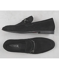 Section X Men's Saint Braid Bit Buckle Venetian Suede Dress Shoes