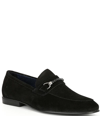 Section X Men's Saint Braid Bit Buckle Venetian Suede Dress Shoes