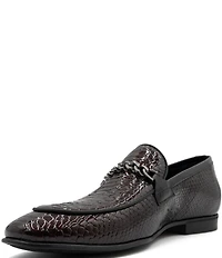 Section X Men's Saint Snake Embossed Leather Chain Hardware Venetian Dress Loafers