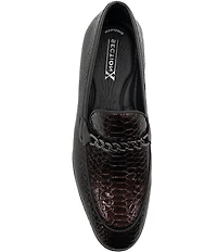 Section X Men's Saint Snake Embossed Leather Chain Hardware Venetian Dress Loafers