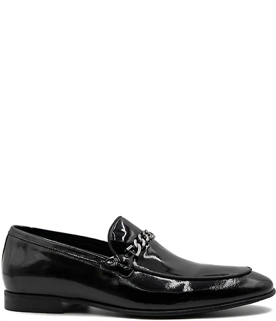 Section X Men's Saint Patent Leather Chain Hardware Dress Venetian Loafers