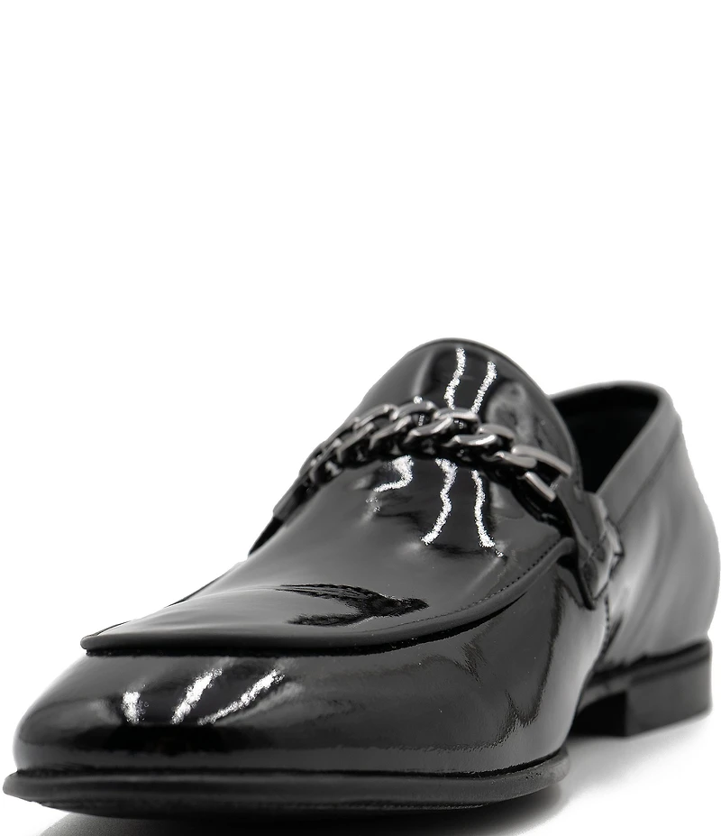 Section X Men's Saint Patent Leather Chain Hardware Dress Venetian Loafers