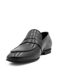 Section X Men's Saint Crocodile Embossed Leather Penny Loafers
