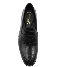 Section X Men's Saint Crocodile Embossed Leather Penny Loafers