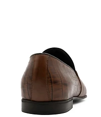 Section X Men's Saint Crocodile Embossed Leather Penny Loafers
