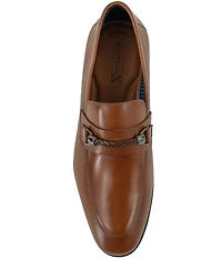 Section X Men's Saint Leather Braid Bit Buckle Dress Venetian Loafers