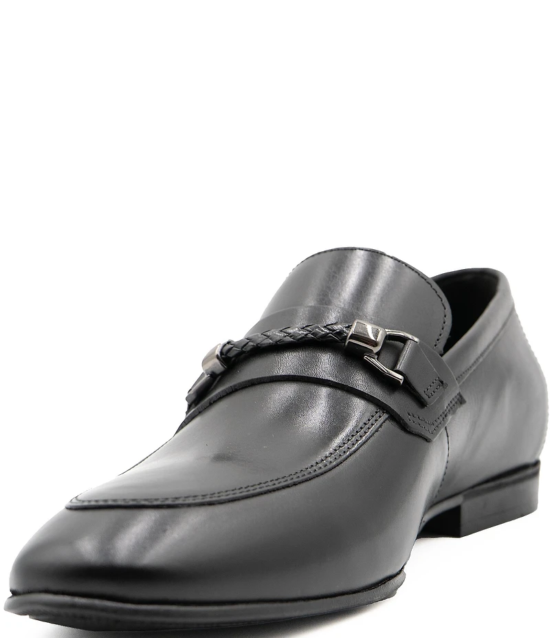 Section X Men's Saint Leather Braided Bit Venetian Dress Loafers