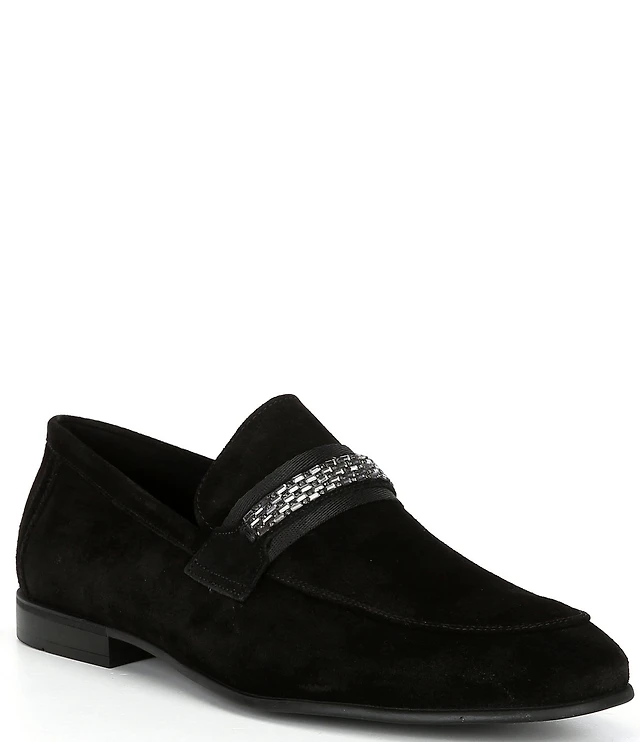 Section X Men's Saint Suede Embellished Strap Venetian Dress Loafers