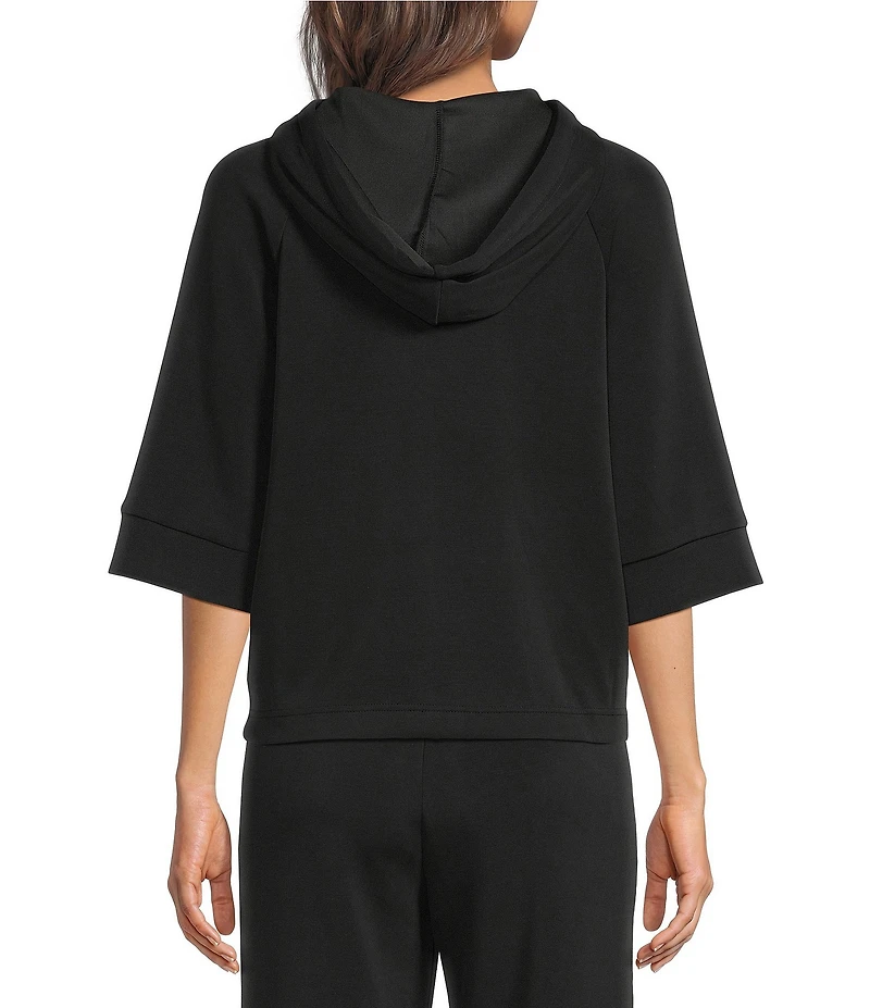 See and Be Seen Coordinating Knit 3/4 Sleeve Satin Tie Hoodie