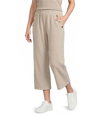 See and Be Seen Coordinating Knit Gold Button Wide Leg Pants