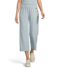 See and Be Seen Coordinating Knit Gold Button Wide Leg Pants