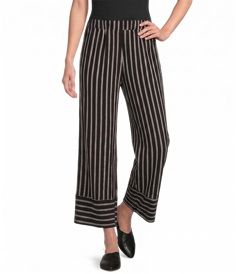 See and Be Seen Coordinating Textured Knit Stripe Wide Leg Crop Pants