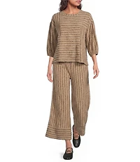 See and Be Seen Coordinating Textured Knit Stripe Wide Leg Crop Pants
