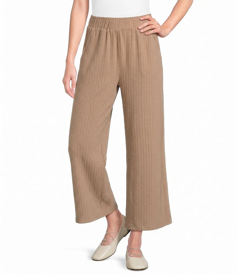 See and Be Seen Coordinating Textured Wide Leg Crop Pull On Pants