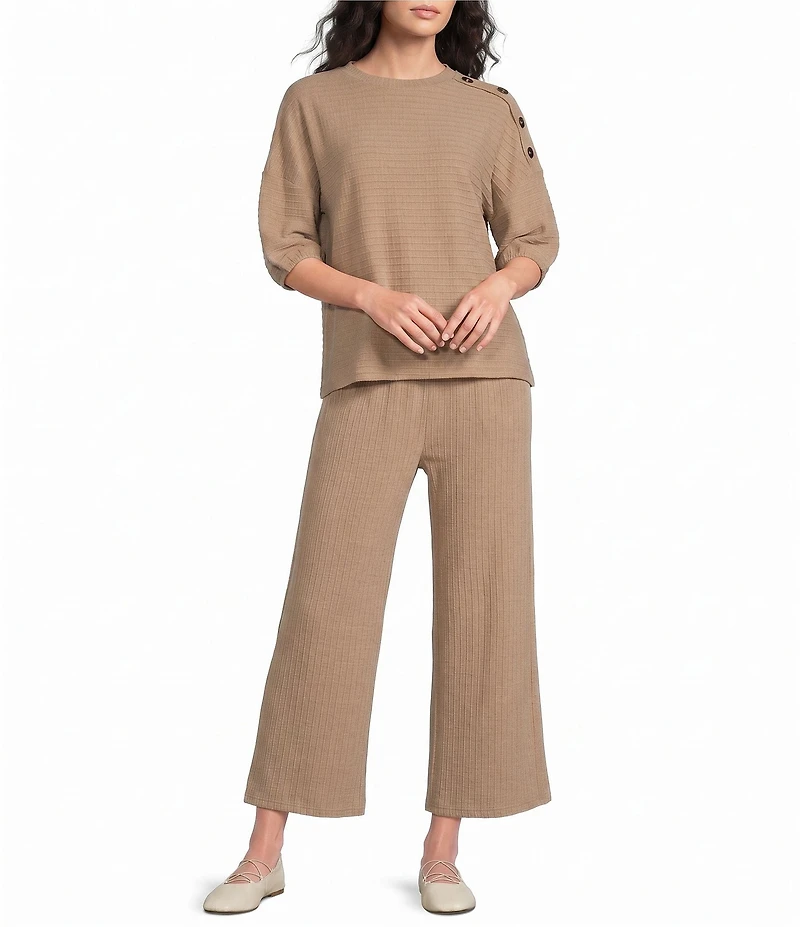 See and Be Seen Coordinating Textured Wide Leg Crop Pull On Pants