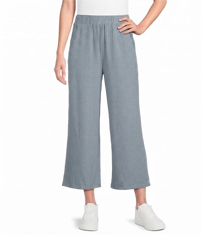 See and Be Seen Coordinating Textured Wide Leg Crop Pull On Pants