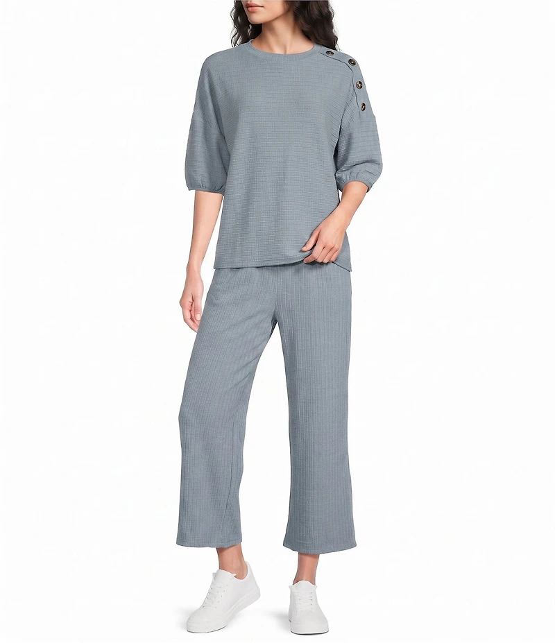 See and Be Seen Coordinating Textured Wide Leg Crop Pull On Pants