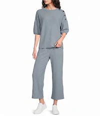 See and Be Seen Coordinating Textured Wide Leg Crop Pull On Pants