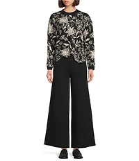 See and Be Seen Floral Crew Neck Long Sleeve Scallop Hem Sweater