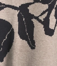 See And Be Seen Floral Jacquard Knit Boat Neck Long Sleeve Pullover