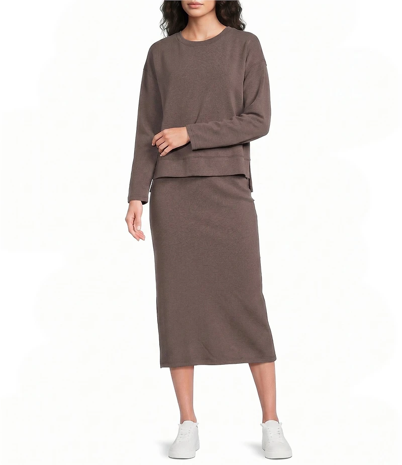 See and Be Seen Modal Knit Crewneck Long Sleeve Two Piece Midi Dress