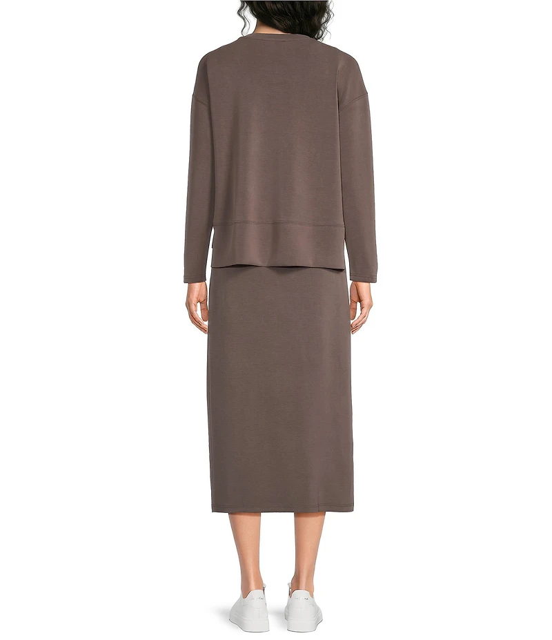 See and Be Seen Modal Knit Crewneck Long Sleeve Two Piece Midi Dress