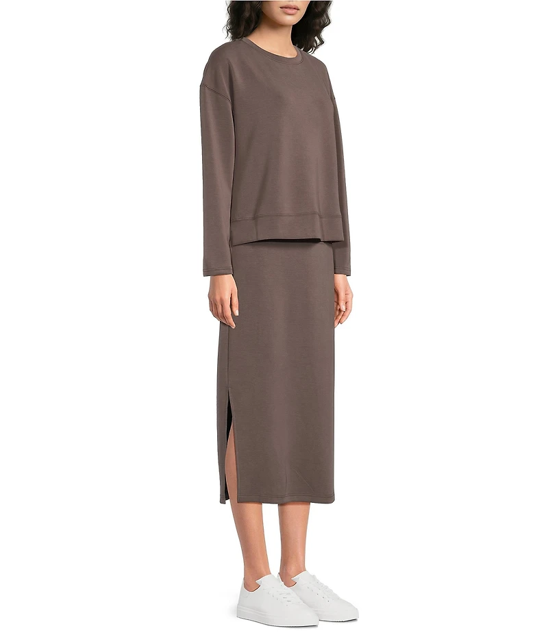 See and Be Seen Modal Knit Crewneck Long Sleeve Two Piece Midi Dress