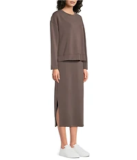 See and Be Seen Modal Knit Crewneck Long Sleeve Two Piece Midi Dress