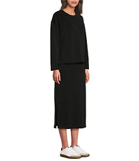 See and Be Seen Modal Knit Crewneck Long Sleeve Two Piece Midi Dress