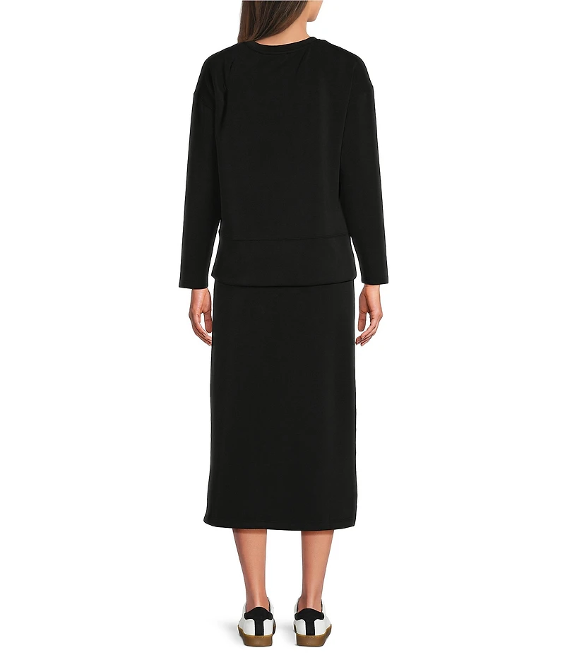 See and Be Seen Modal Knit Crewneck Long Sleeve Two Piece Midi Dress