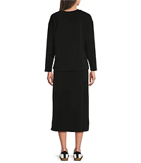 See and Be Seen Modal Knit Crewneck Long Sleeve Two Piece Midi Dress