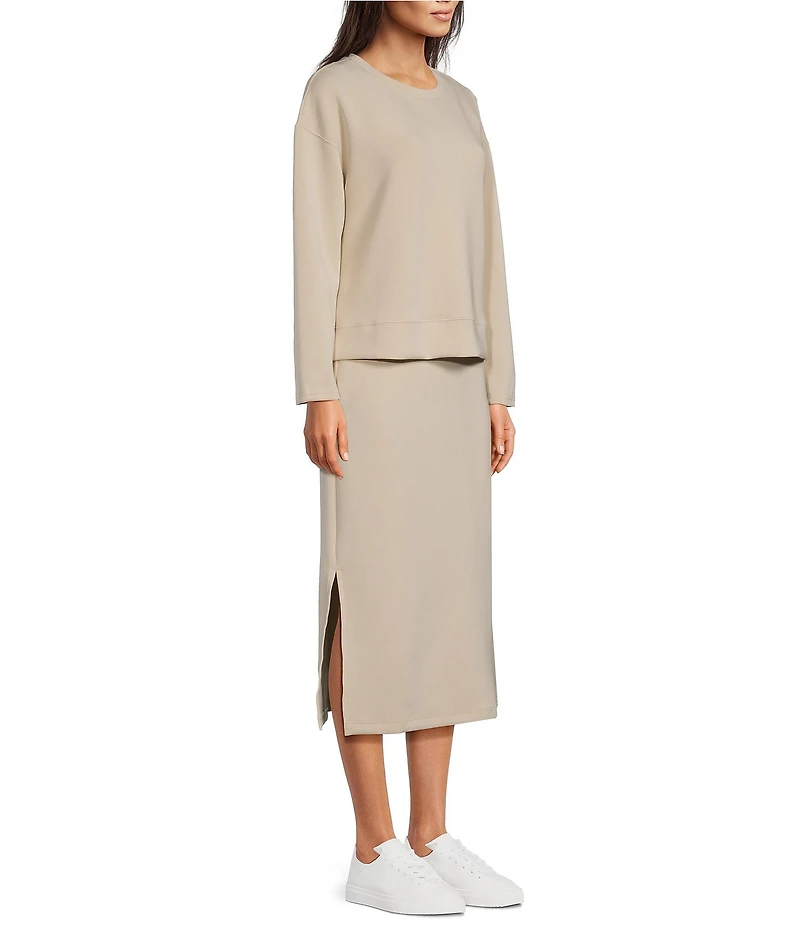 See and Be Seen Modal Knit Crewneck Long Sleeve Two Piece Midi Dress