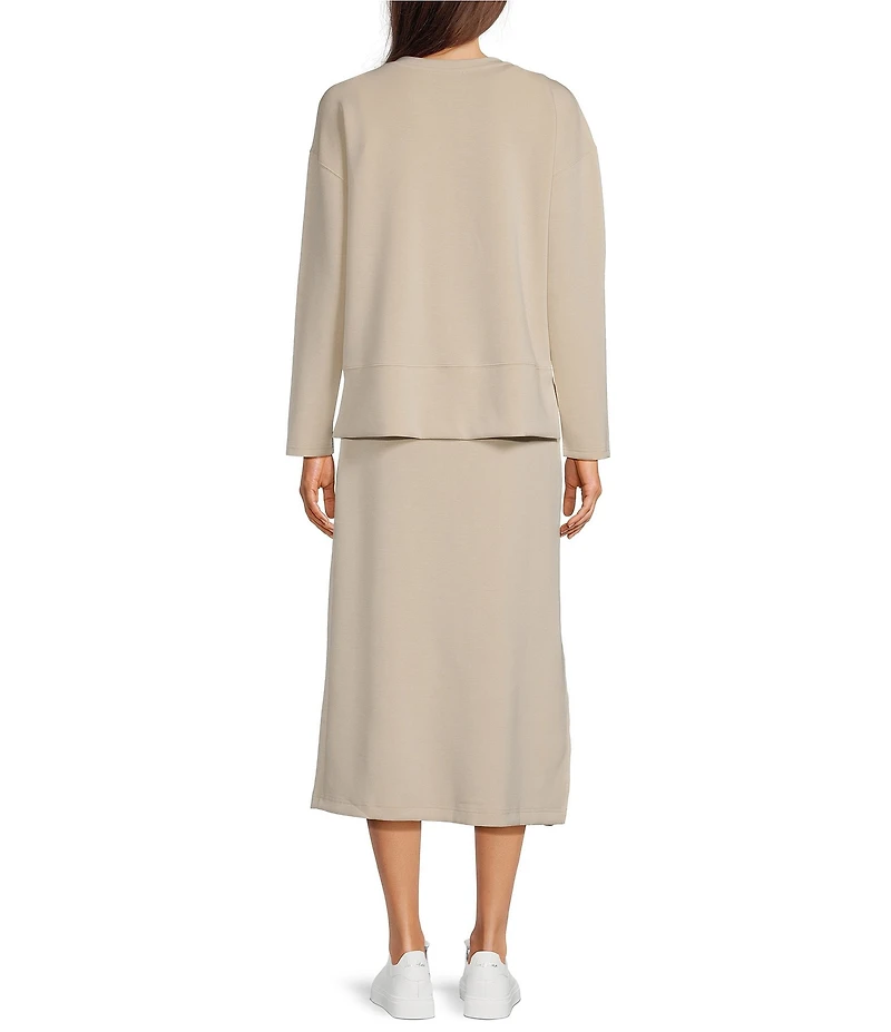 See and Be Seen Modal Knit Crewneck Long Sleeve Two Piece Midi Dress