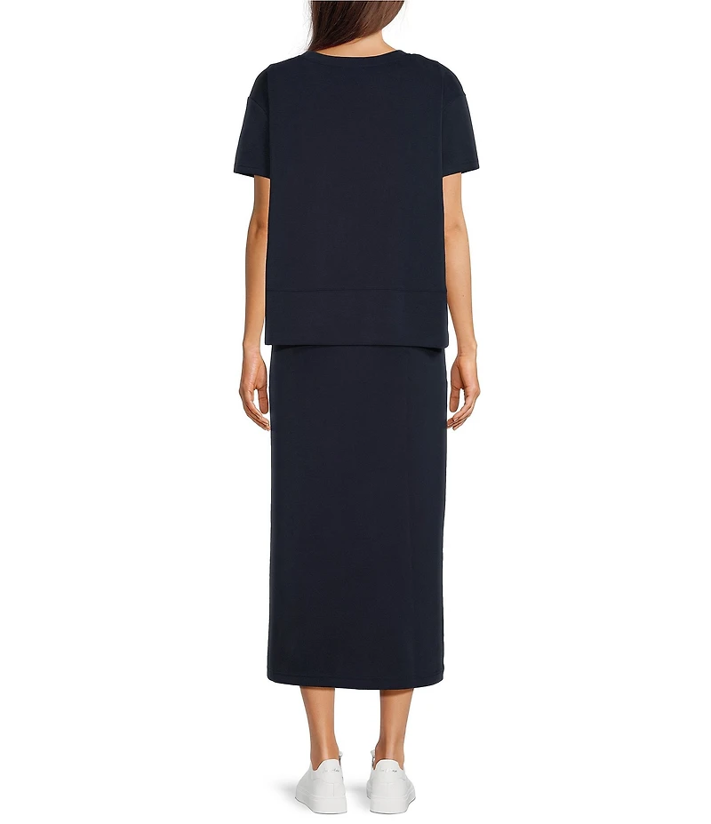 See and Be Seen Round Neck Short Sleeve Midi A-Line Dress